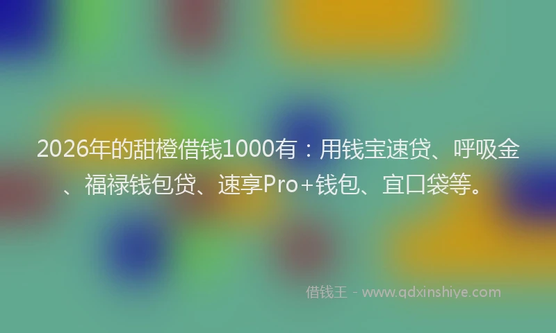 2026年的甜橙借钱1000有:用钱宝速贷、呼吸金、福禄钱包贷、速享Pro+钱包、宜口袋等。
