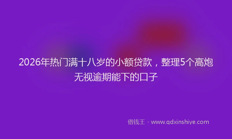 2026年热门满十八岁的小额贷款，整理5个高炮无视逾期能下的口子