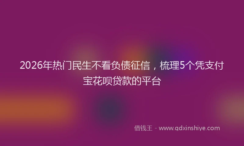 2026年热门民生不看负债征信，梳理5个凭支付宝花呗贷款的平台