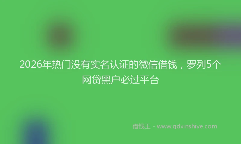 2026年热门没有实名认证的微信借钱，罗列5个网贷黑户必过平台