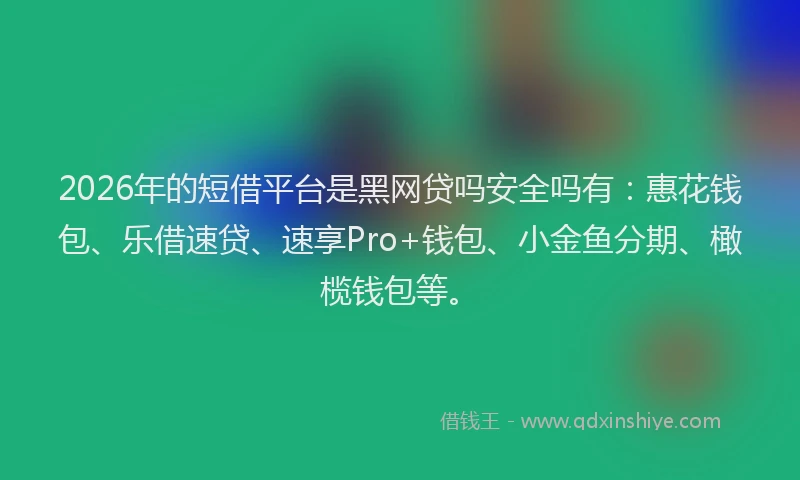 2026年的短借平台是黑网贷吗安全吗有：惠花钱包、乐借速贷、速享Pro+钱包、小金鱼分期、橄榄钱包等。