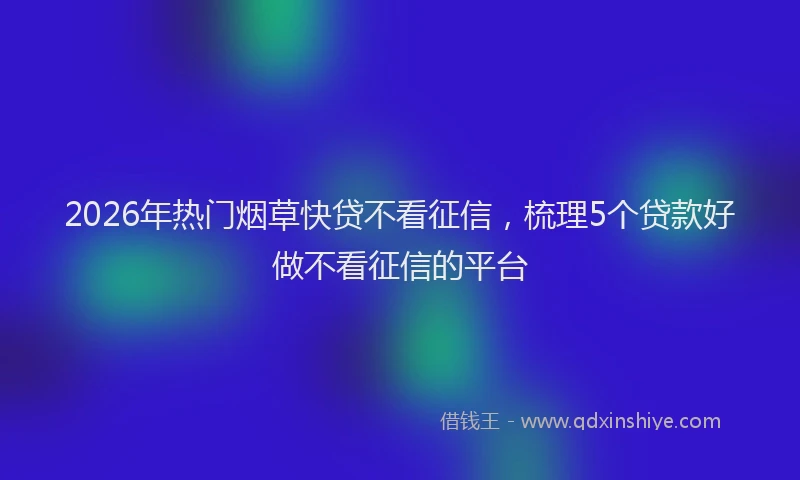 2026年热门烟草快贷不看征信，梳理5个贷款好做不看征信的平台