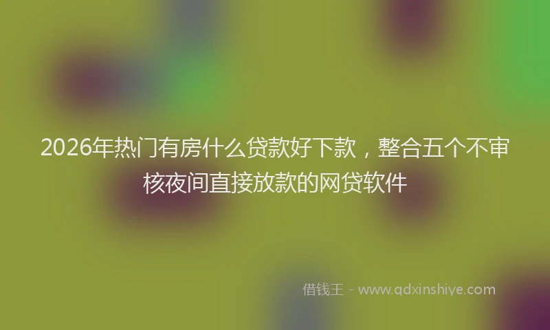 2026年热门有房什么贷款好下款，整合五个不审核夜间直接放款的网贷软件