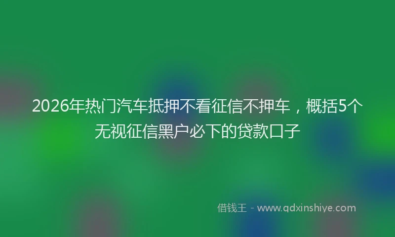 2026年热门汽车抵押不看征信不押车,概括5个无视征信黑户必下的贷款口子