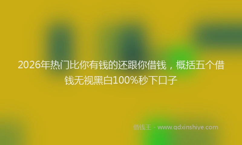 2026年热门比你有钱的还跟你借钱，概括五个借钱无视黑白100%秒下口子
