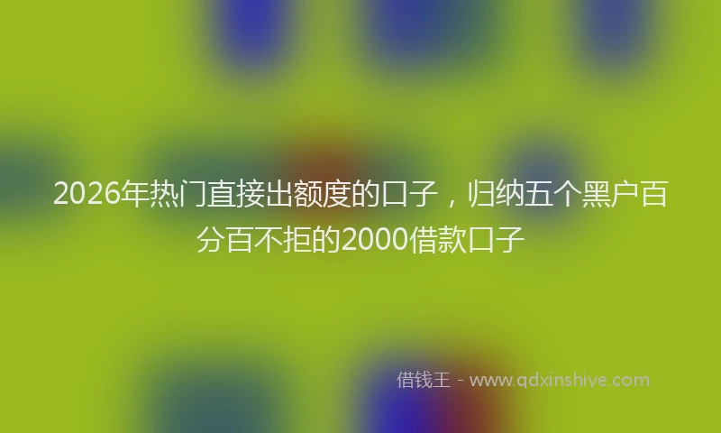 2026年热门直接出额度的口子，归纳五个黑户百分百不拒的2000借款口子