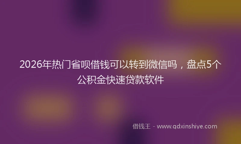 2026年热门省呗借钱可以转到微信吗，盘点5个公积金快速贷款软件