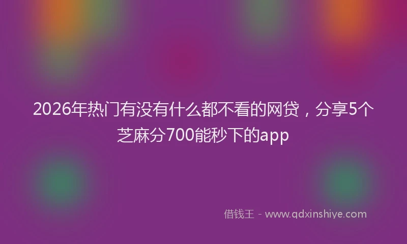 2026年热门有没有什么都不看的网贷，分享5个芝麻分700能秒下的app