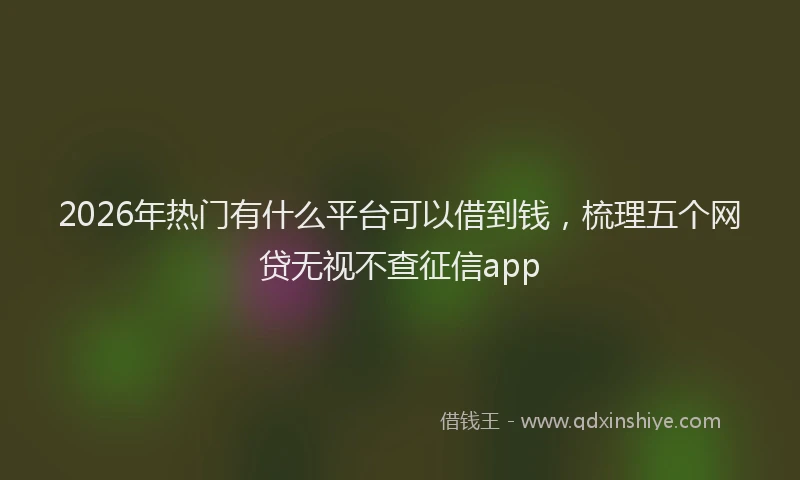 2026年热门有什么平台可以借到钱，梳理五个网贷无视不查征信app