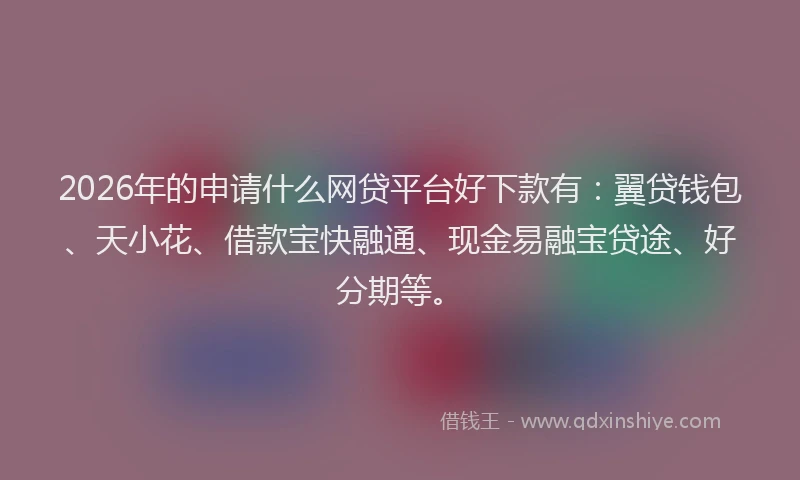 2026年的申请什么网贷平台好下款有：翼贷钱包、天小花、借款宝快融通、现金易融宝贷途、好分期等。