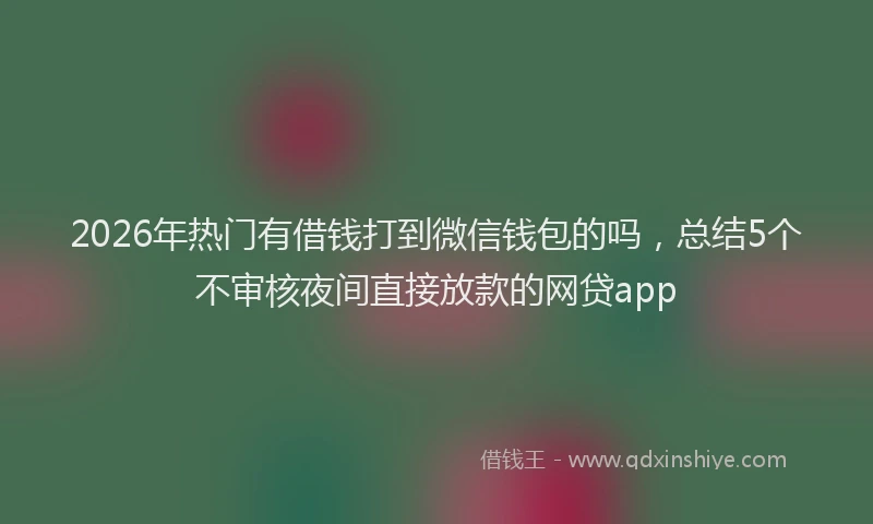 2026年热门有借钱打到微信钱包的吗,总结5个不审核夜间直接放款的网贷app