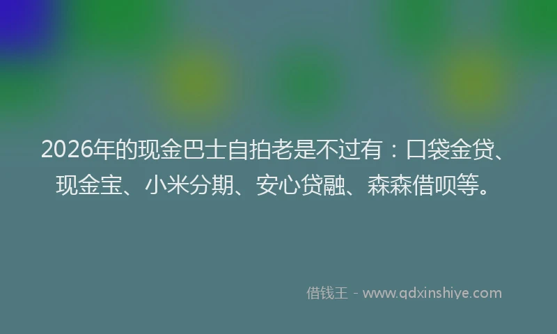 2026年的现金巴士自拍老是不过有：口袋金贷、现金宝、小米分期、安心贷融、森森借呗等。