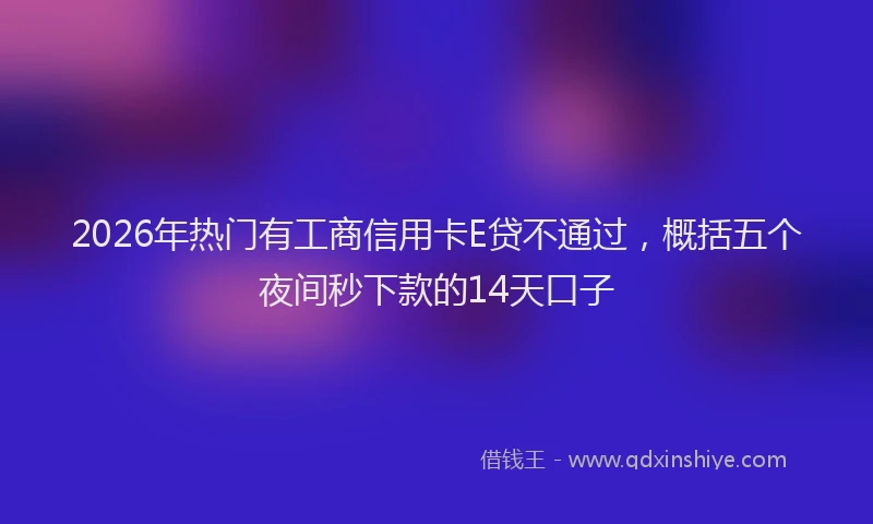 2026年热门有工商信用卡E贷不通过，概括五个夜间秒下款的14天口子