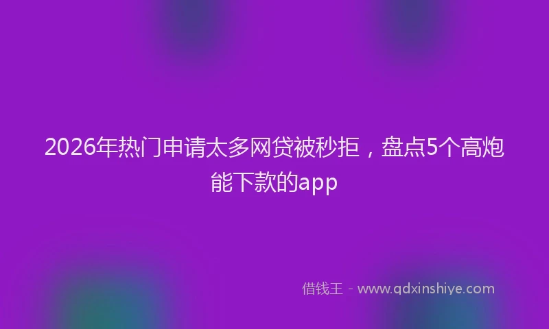 2026年热门申请太多网贷被秒拒,盘点5个高炮能下款的app