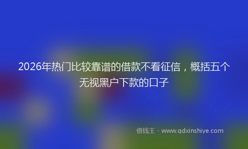 2026年热门比较靠谱的借款不看征信，概括五个无视黑户下款的口子