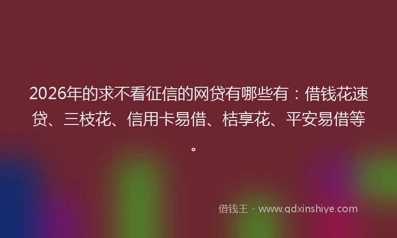 2026年的求不看征信的网贷有哪些有：借钱花速贷、三枝花、信用卡易借、桔享花、平安易借等。