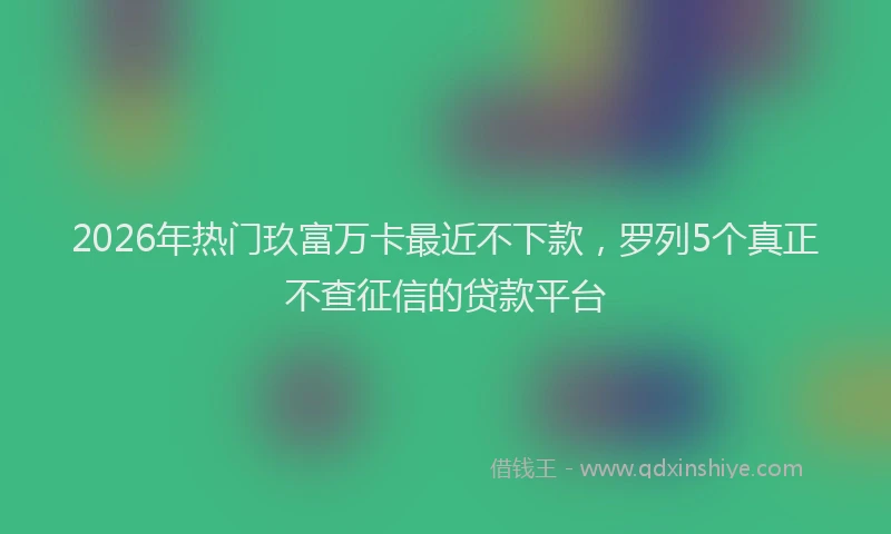 2026年热门玖富万卡最近不下款，罗列5个真正不查征信的贷款平台