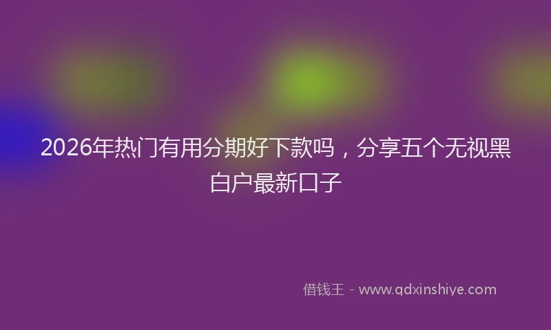 2026年热门有用分期好下款吗，分享五个无视黑白户最新口子