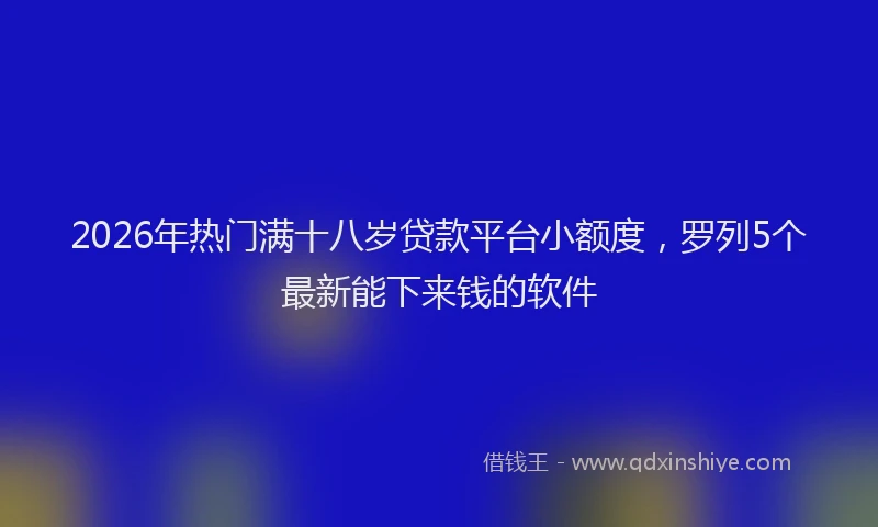 2026年热门满十八岁贷款平台小额度，罗列5个最新能下来钱的软件