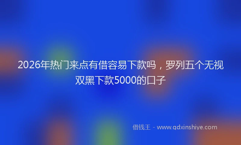 2026年热门来点有借容易下款吗，罗列五个无视双黑下款5000的口子