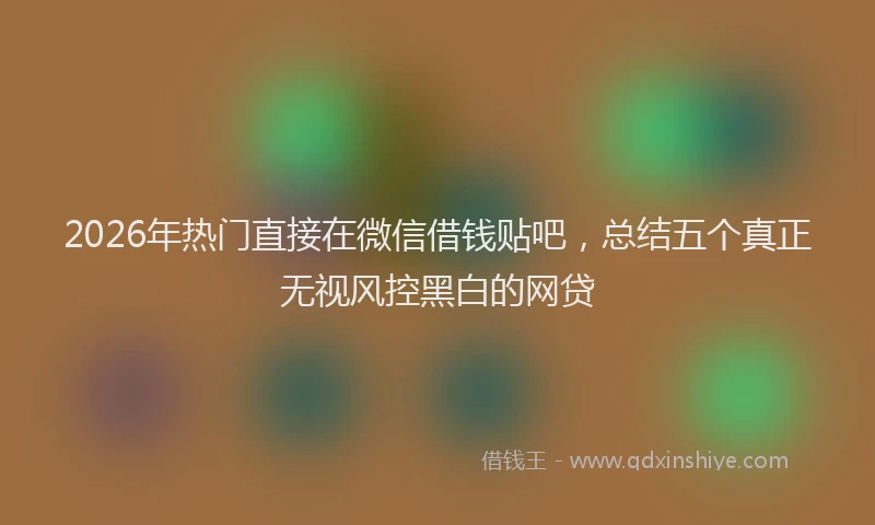 2026年热门直接在微信借钱贴吧，总结五个真正无视风控黑白的网贷