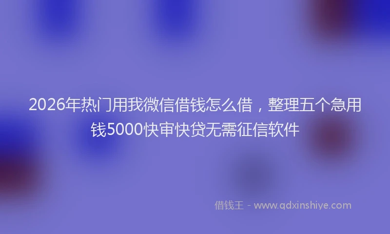 2026年热门用我微信借钱怎么借，整理五个急用钱5000快审快贷无需征信软件