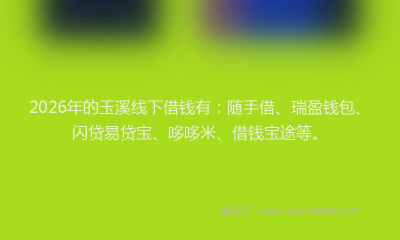 2026年的玉溪线下借钱有：随手借、瑞盈钱包、闪贷易贷宝、哆哆米、借钱宝途等。