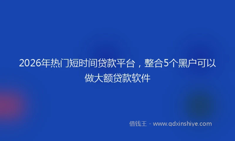 2026年热门短时间贷款平台，整合5个黑户可以做大额贷款软件