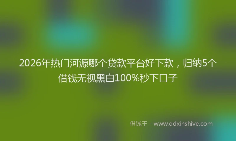 2026年热门河源哪个贷款平台好下款，归纳5个借钱无视黑白100%秒下口子