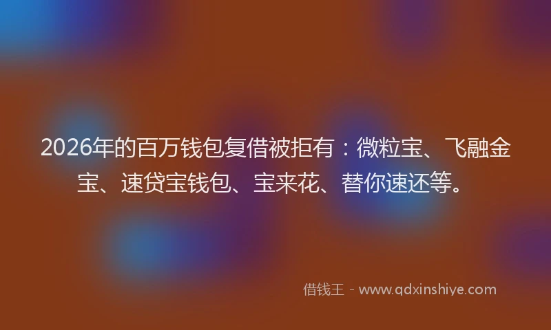 2026年的百万钱包复借被拒有：微粒宝、飞融金宝、速贷宝钱包、宝来花、替你速还等。