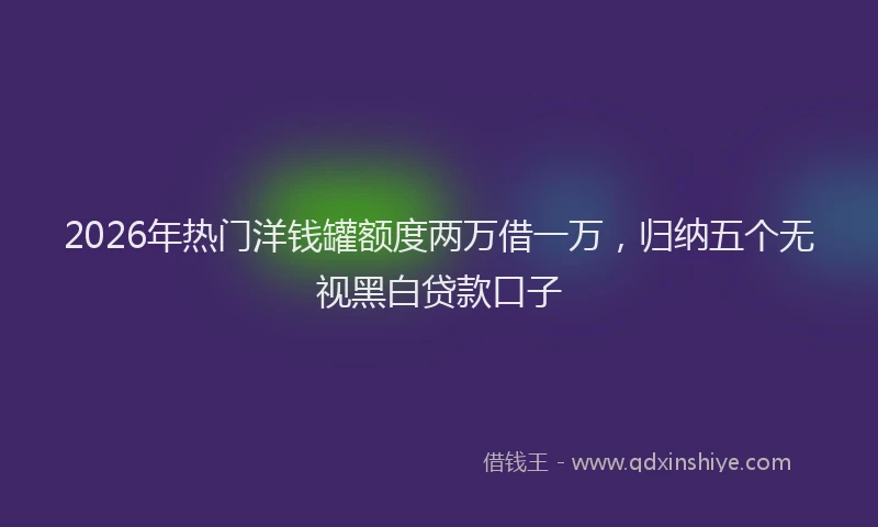 2026年热门洋钱罐额度两万借一万，归纳五个无视黑白贷款口子