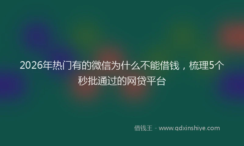 2026年热门有的微信为什么不能借钱，梳理5个秒批通过的网贷平台