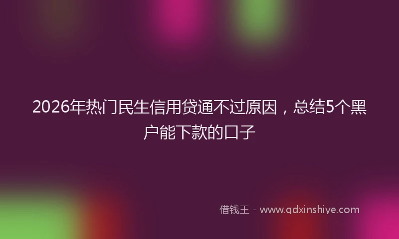 2026年热门民生信用贷通不过原因，总结5个黑户能下款的口子