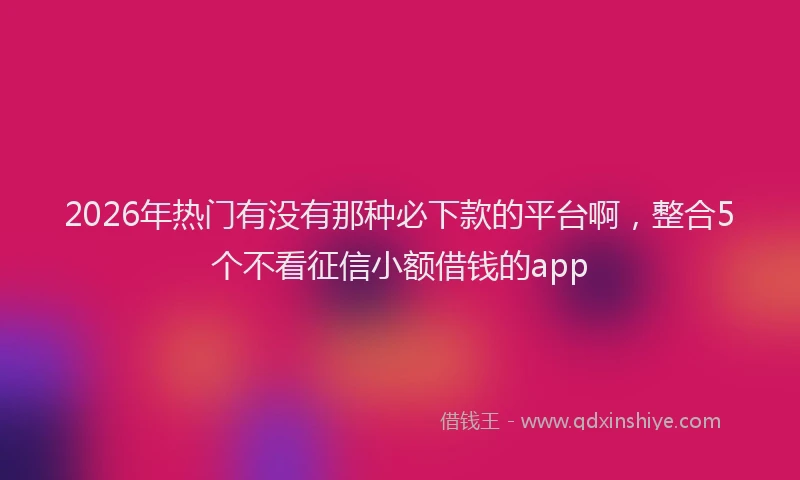 2026年热门有没有那种必下款的平台啊，整合5个不看征信小额借钱的app