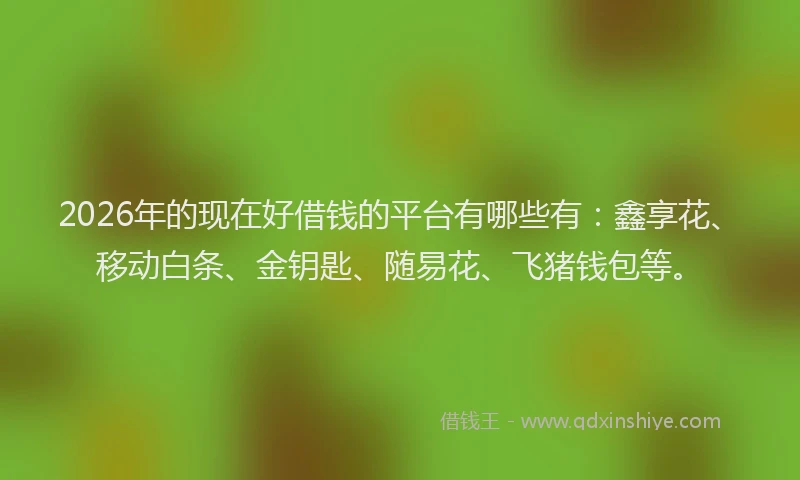 2026年的现在好借钱的平台有哪些有：鑫享花、移动白条、金钥匙、随易花、飞猪钱包等。
