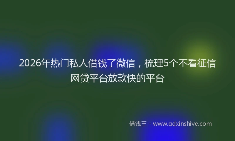 2026年热门私人借钱了微信,梳理5个不看征信网贷平台放款快的平台