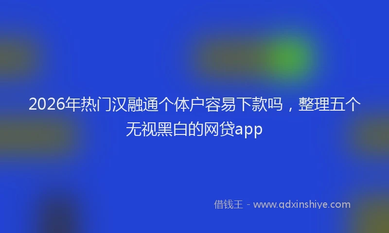 2026年热门汉融通个体户容易下款吗，整理五个无视黑白的网贷app