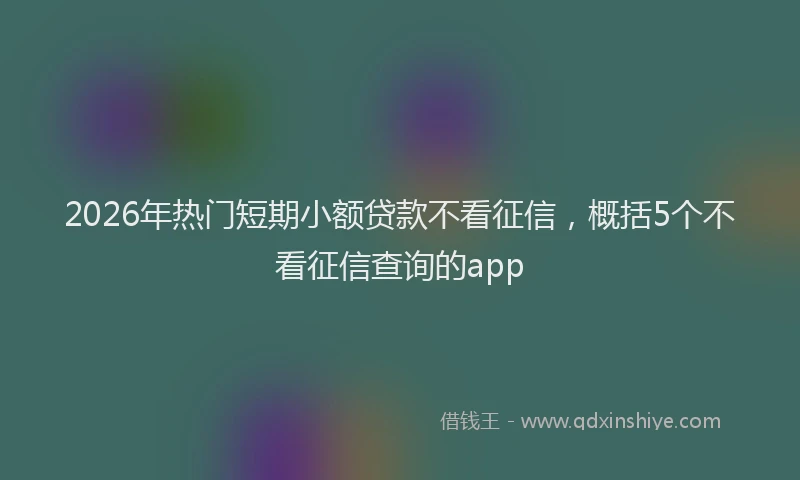 2026年热门短期小额贷款不看征信，概括5个不看征信查询的app