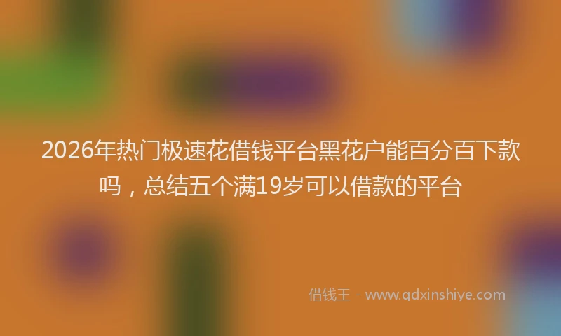 2026年热门极速花借钱平台黑花户能百分百下款吗，总结五个满19岁可以借款的平台
