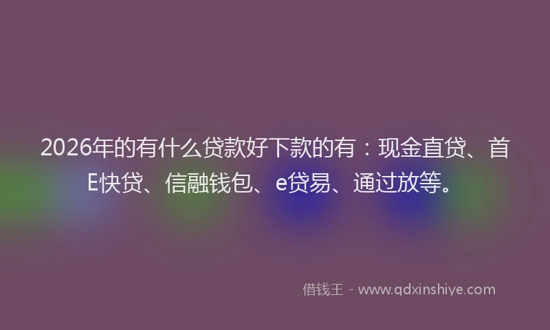2026年的有什么贷款好下款的有：现金直贷、首E快贷、信融钱包、e贷易、通过放等。