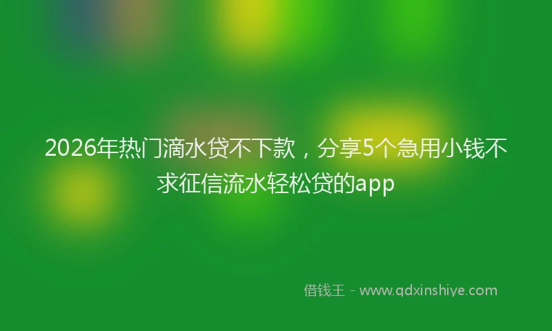2026年热门滴水贷不下款,分享5个急用小钱不求征信流水轻松贷的app