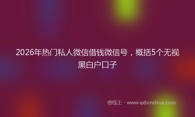 2026年热门私人微信借钱微信号，概括5个无视黑白户口子