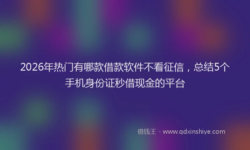 2026年热门有哪款借款软件不看征信，总结5个手机身份证秒借现金的平台