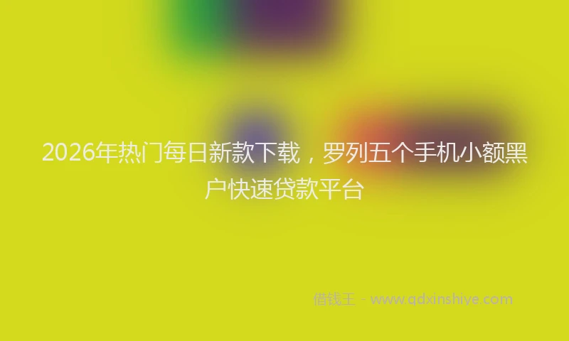 2026年热门每日新款下载，罗列五个手机小额黑户快速贷款平台