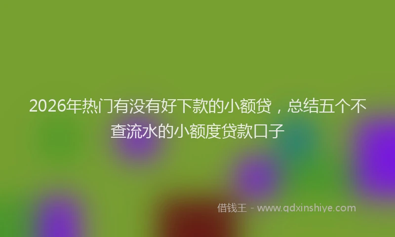 2026年热门有没有好下款的小额贷，总结五个不查流水的小额度贷款口子
