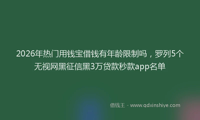 2026年热门用钱宝借钱有年龄限制吗，罗列5个无视网黑征信黑3万贷款秒款app名单