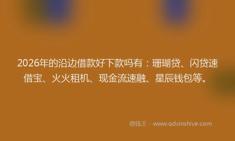 2026年的沿边借款好下款吗有：珊瑚贷、闪贷速借宝、火火租机、现金流速融、星辰钱包等。