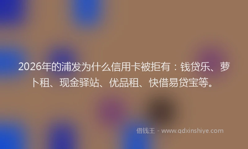 2026年的浦发为什么信用卡被拒有：钱贷乐、萝卜租、现金驿站、优品租、快借易贷宝等。