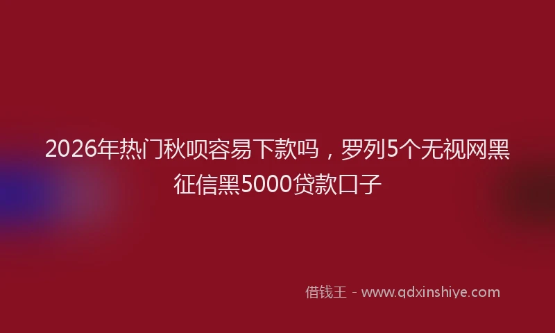 2026年热门秋呗容易下款吗，罗列5个无视网黑征信黑5000贷款口子