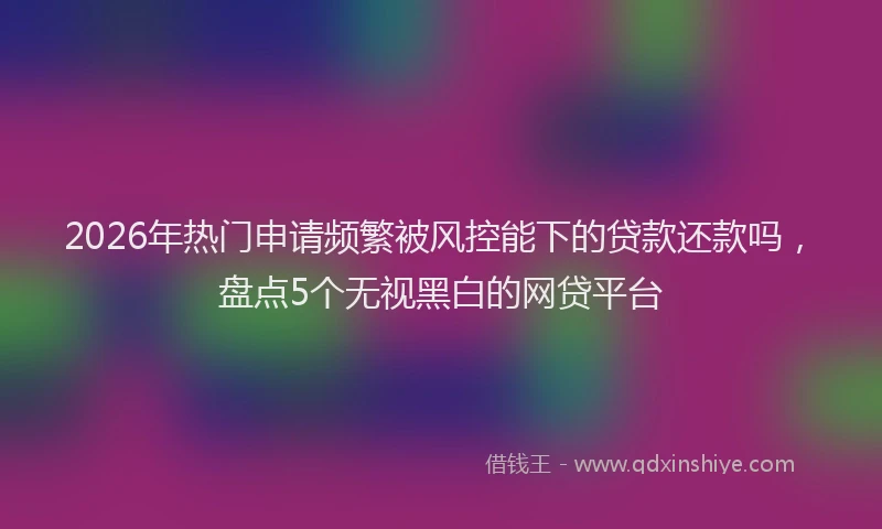 2026年热门申请频繁被风控能下的贷款还款吗，盘点5个无视黑白的网贷平台